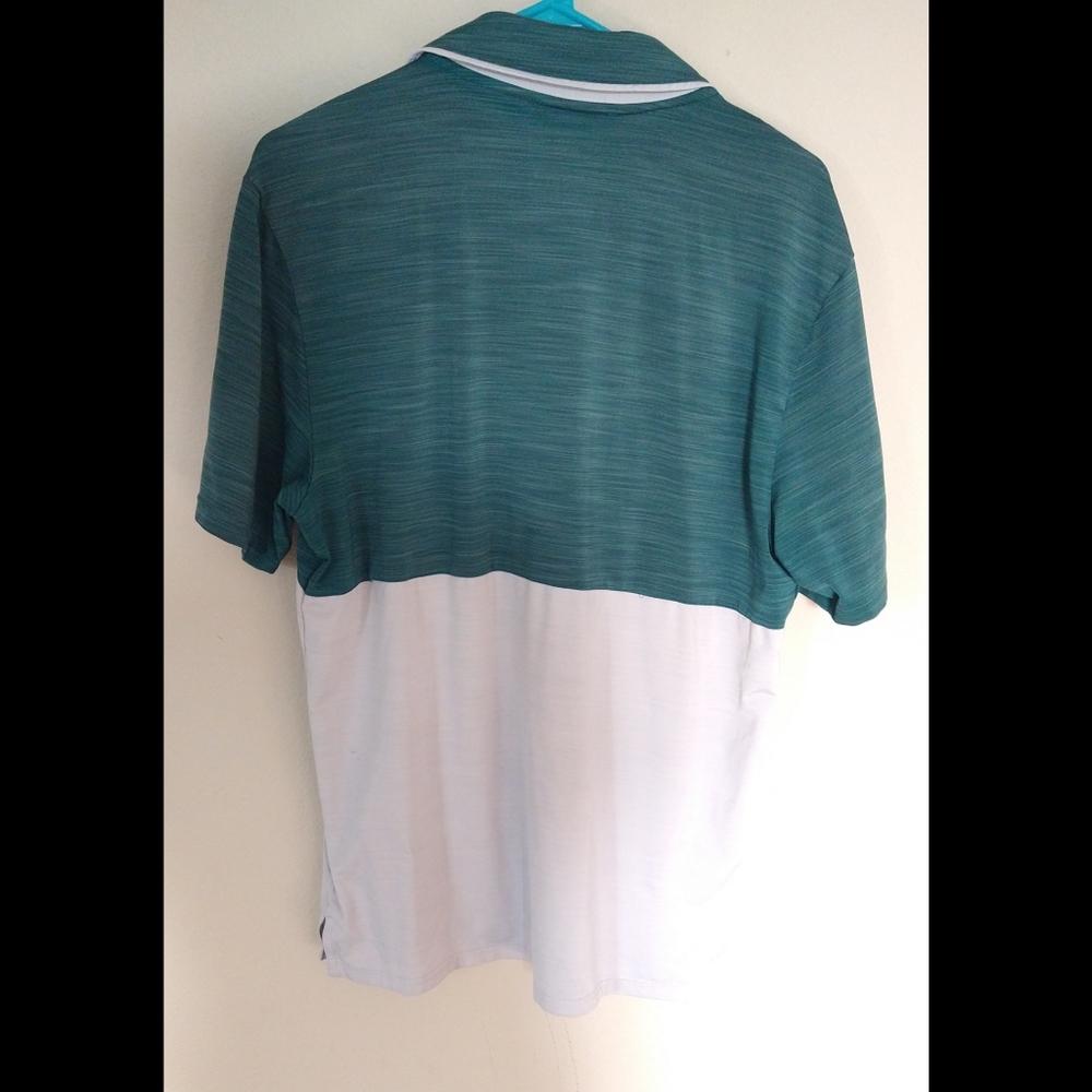 💕HP Adidas performance golf men's t shirt with collar polo white green size M - Picture 4 of 6